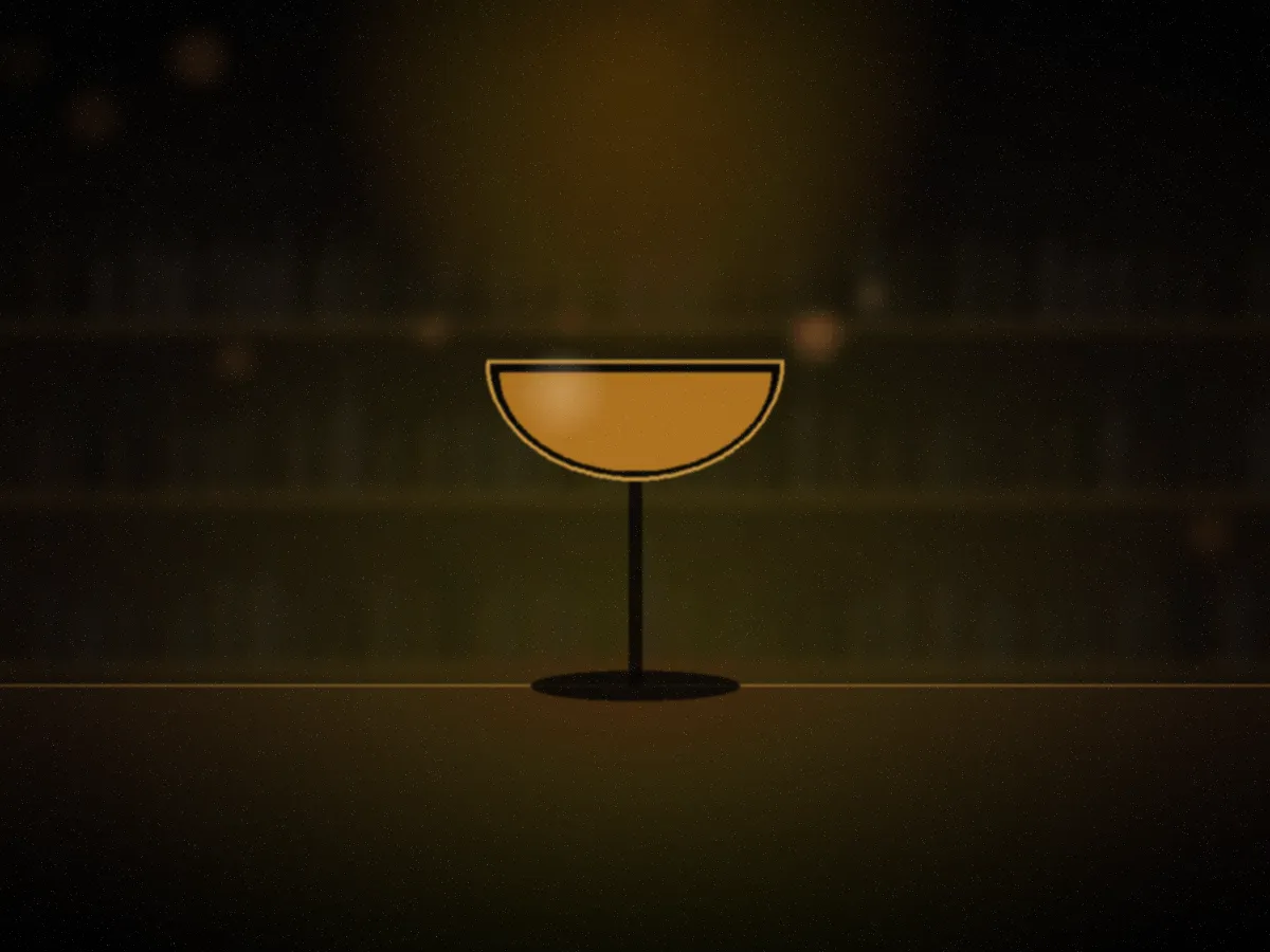 Signature cocktail on the bar at Edeka Lounge